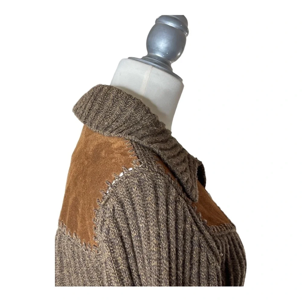 Banana Republic 100% Lambswool and Suede Pocket Cardigan S - Picture 5 of 10